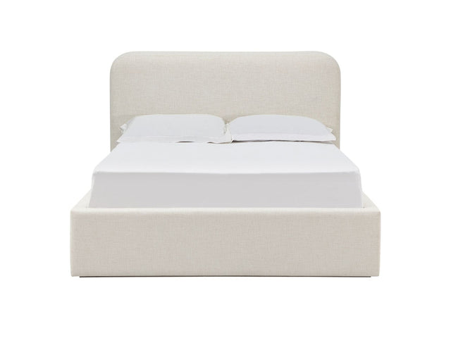 Virgil Off-White Whipped Honey King Upholstered Platform Bed - Ornate Home
