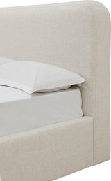Virgil Off-White Whipped Honey Queen Upholstered Platform Bed - Ornate Home