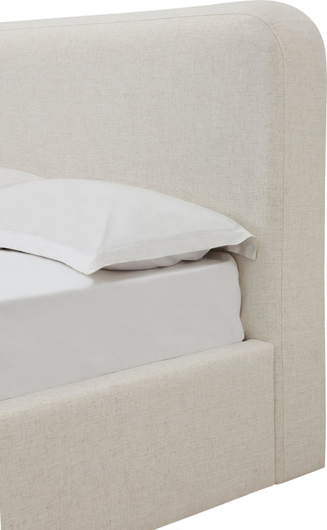 Virgil Off-White Whipped Honey Queen Upholstered Platform Bed - Ornate Home