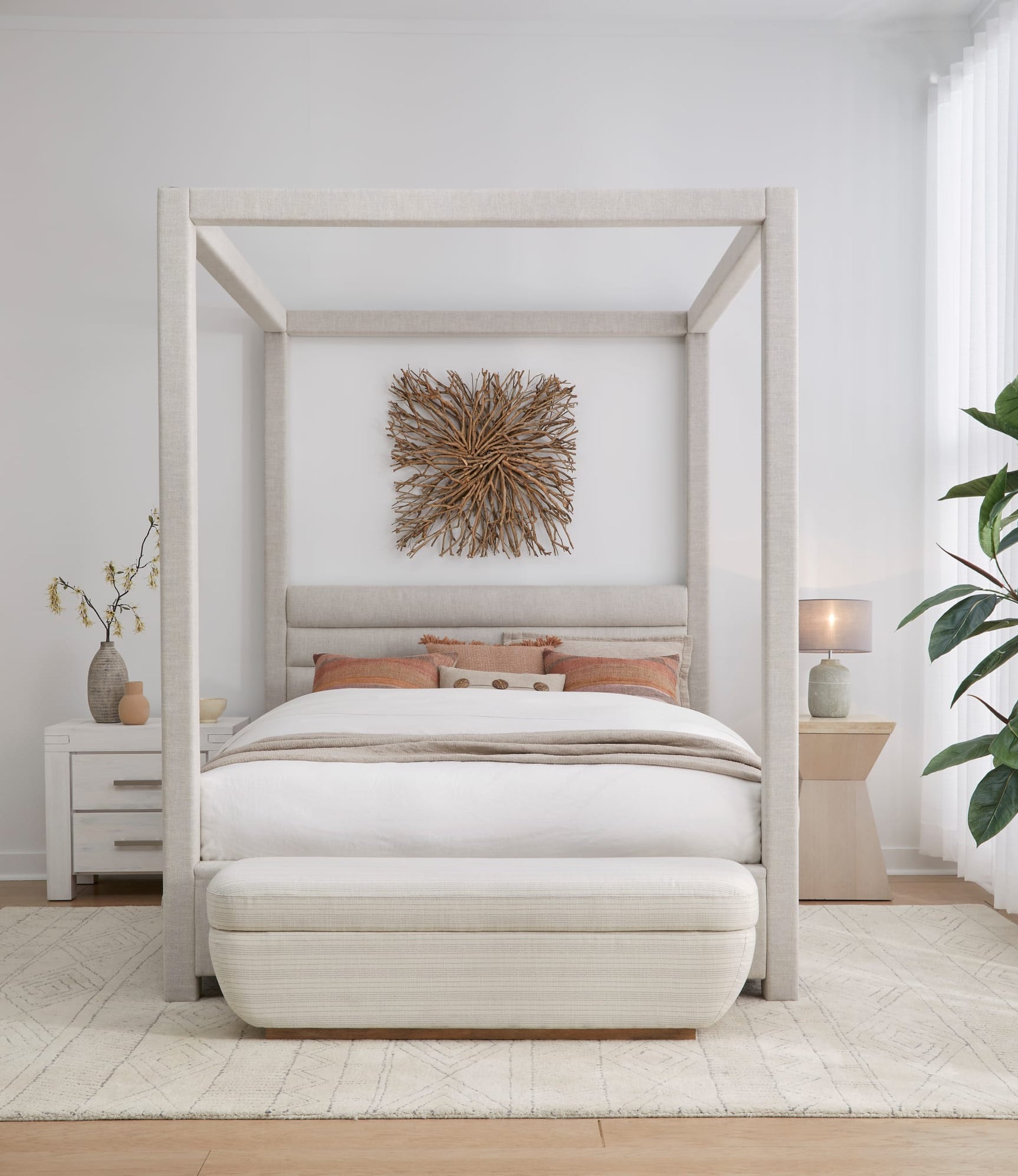 Virgil Rockford Turtle Dove King Upholstered Canopy Bed - Ornate Home