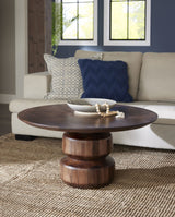 Virton Smoked Brown Solid Wood Round Coffee Table - Ornate Home