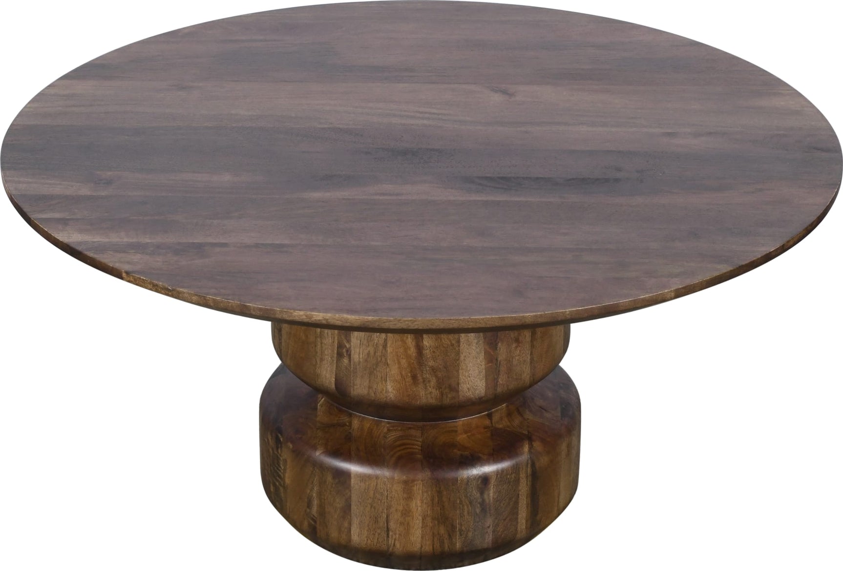 Virton Smoked Brown Solid Wood Round Coffee Table - Ornate Home