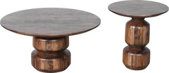 Virton Smoked Brown Solid Wood Round Coffee Table - Ornate Home