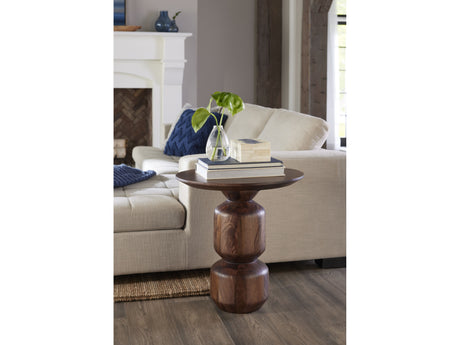 Virton Smoked Brown Solid Wood Round End Table - Ornate Home