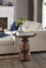 Virton Smoked Brown Solid Wood Round End Table - Ornate Home