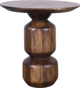 Virton Smoked Brown Solid Wood Round End Table - Ornate Home