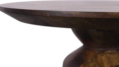 Virton Smoked Brown Solid Wood Round End Table - Ornate Home