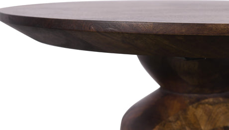 Virton Smoked Brown Solid Wood Round End Table - Ornate Home