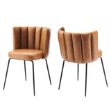 Virtue Black/Tan Vegan Leather Dining Chair (Set of 2) - Ornate Home
