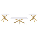 Visalia White 3-piece Faux Marble Coffee and End Table Set - Ornate Home