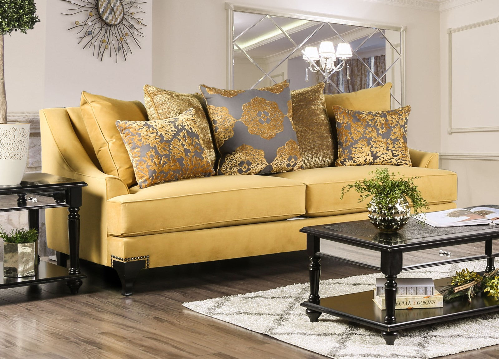 Viscontti Gold/Gray Sofa & Loveseat - Ornate Home