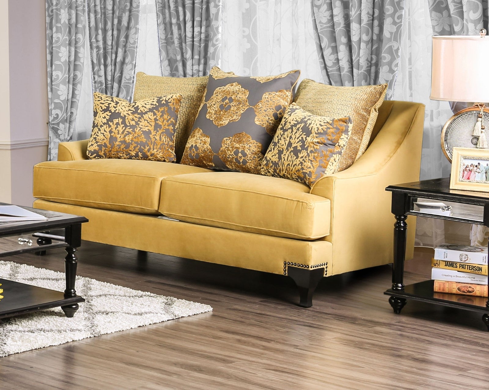 Viscontti Gold/Gray Sofa & Loveseat - Ornate Home