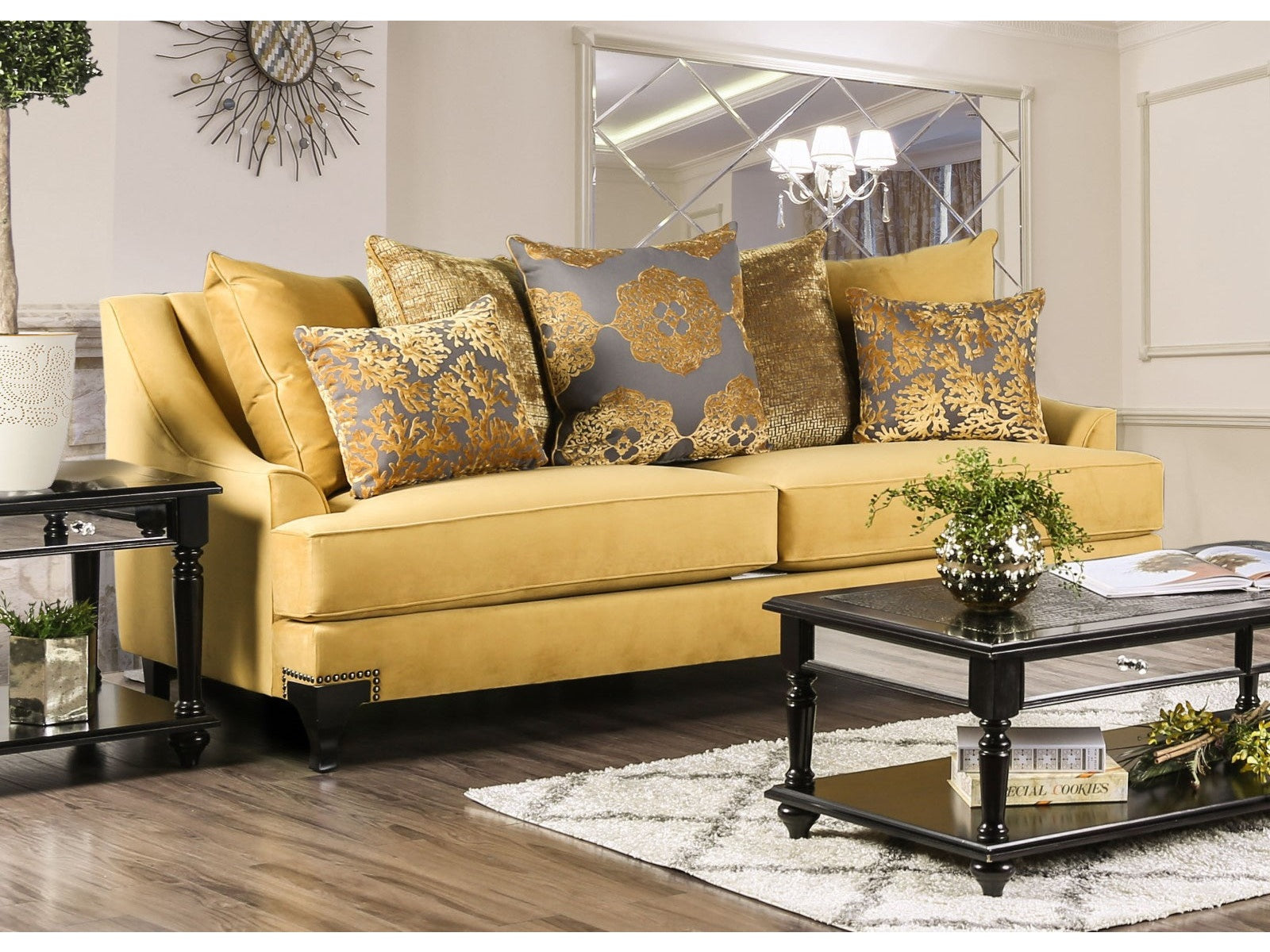 Viscontti Gold/Gray Sofa - Ornate Home