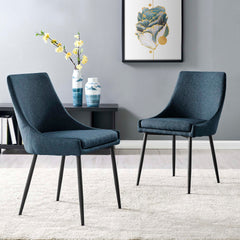 Viscount Black/Azure Upholstered Fabric Dining Chairs (Set of 2) - Ornate Home