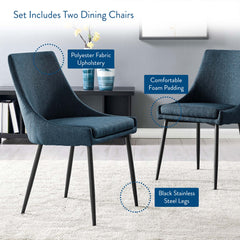 Viscount Black/Azure Upholstered Fabric Dining Chairs (Set of 2) - Ornate Home