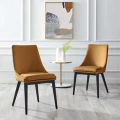 Viscount Cognac Accent Performance Velvet Dining Chairs (Set of 2) - Ornate Home