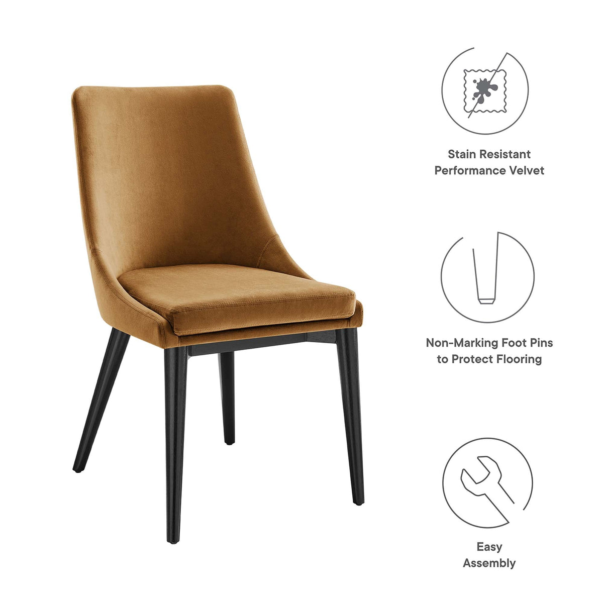 Viscount Cognac Performance Velvet Dining Chair - Ornate Home