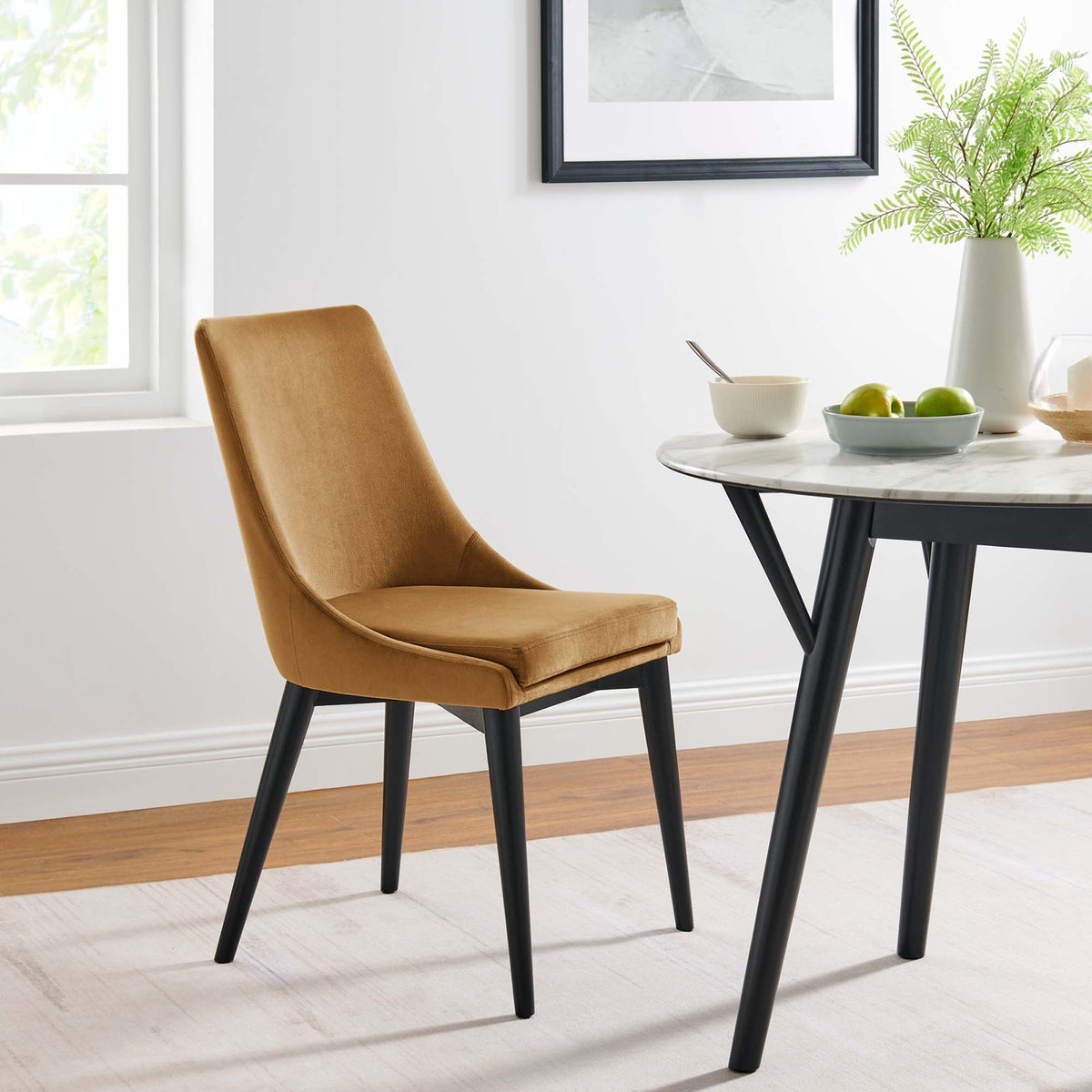 Viscount Cognac Performance Velvet Dining Chair - Ornate Home