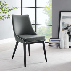 Viscount Gray Vegan Leather Dining Chair - Ornate Home