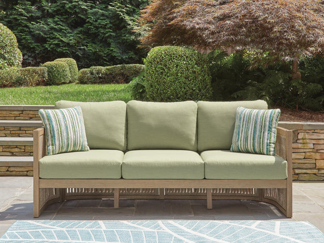 Vision Lane Beige/Green Outdoor Sofa with Cushion - Ornate Home