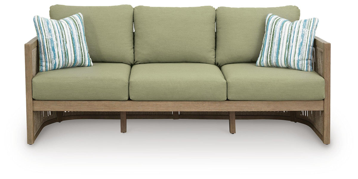 Vision Lane Beige/Green Outdoor Sofa with Cushion - Ornate Home