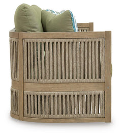 Vision Lane Beige/Green Outdoor Sofa with Cushion - Ornate Home
