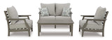 Visola Gray Outdoor Conversation Set w/ Loveseat Coffee Table / 4pc - Ornate Home