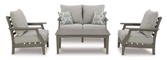 Visola Gray Outdoor Conversation Set w/ Loveseat Coffee Table / 4pc - Ornate Home