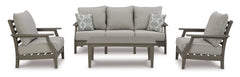 Visola Gray Outdoor Conversation Set w/ Sofa Coffee Table / 4pc - Ornate Home