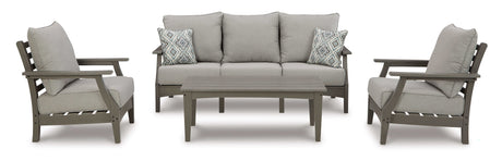 Visola Gray Outdoor Conversation Set w/ Sofa Coffee Table / 4pc - Ornate Home