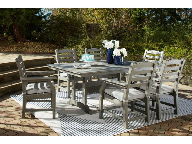 Visola Gray Outdoor Dining Table w/6 Chairs - Ornate Home