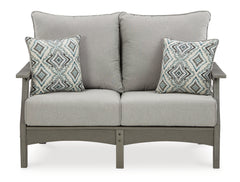 Visola Gray Outdoor Loveseat, 2 Lounge Chairs and Coffee Table - Ornate Home