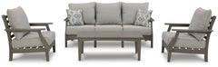 Visola Gray Outdoor Sofa, 2 Lounge Chairs and Coffee Table - Ornate Home