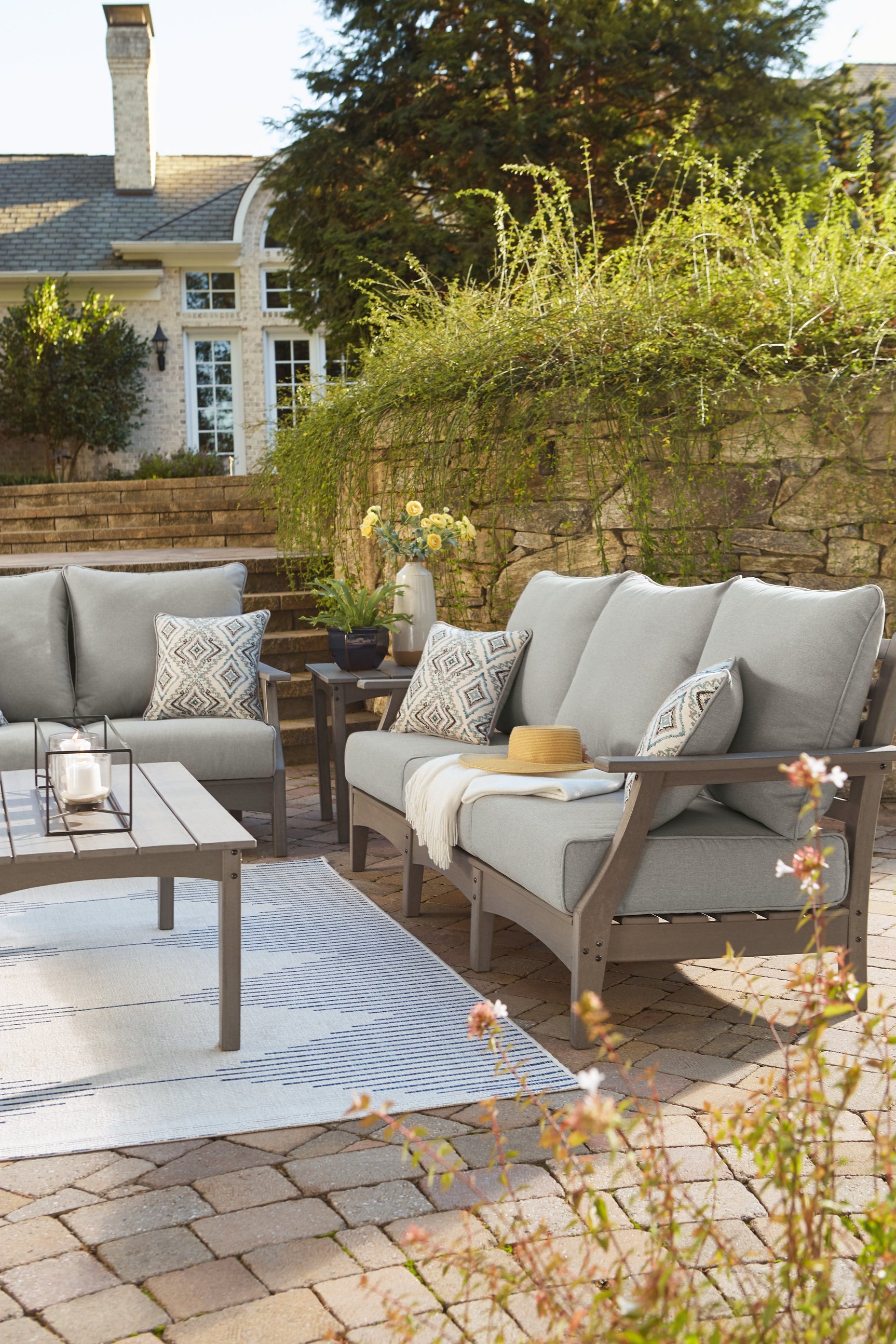Visola Gray Outdoor Sofa w/ Cushion - Ornate Home