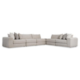Vista Beige/Tan Fabric Sectional with Ottoman - Ornate Home