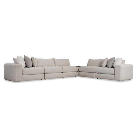 Vista Beige/Tan Fabric Sectional with Ottoman - Ornate Home