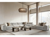 Vista Beige/Tan Fabric Sectional with Ottoman - Ornate Home