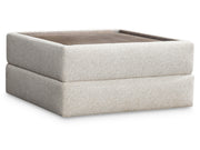 Vista Puma Cerused/Beige/Tan Fabric Ottoman - Ornate Home