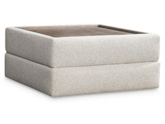 Vista Puma Cerused/Beige/Tan Fabric Ottoman - Ornate Home