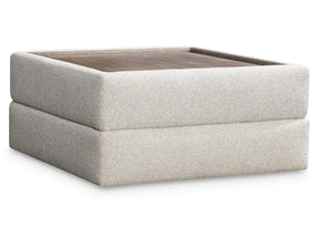 Vista Puma Cerused/Beige/Tan Fabric Ottoman - Ornate Home