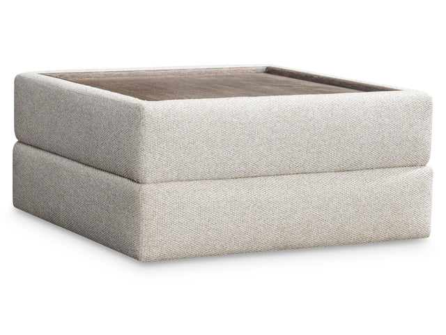 Vista Puma Cerused/Beige/Tan Fabric Ottoman - Ornate Home