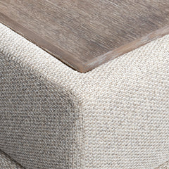 Vista Puma Cerused/Beige/Tan Fabric Ottoman - Ornate Home