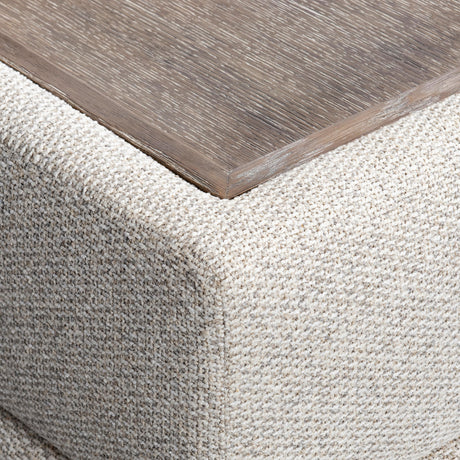 Vista Puma Cerused/Beige/Tan Fabric Ottoman - Ornate Home