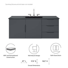 Vitality Gray 48" Double or Single Sink Compatible (Not Included) Bathroom Vanity Cabinet - Ornate Home