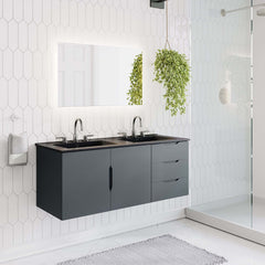 Vitality Gray/Black 48" Double Sink Bathroom Vanity - Ornate Home