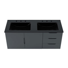 Vitality Gray/Black 48" Double Sink Bathroom Vanity - Ornate Home