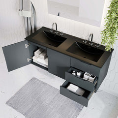Vitality Gray/Black 48" Double Sink Bathroom Vanity - Ornate Home
