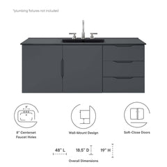 Vitality Gray/Black 48" Single Sink Bathroom Vanity - Ornate Home