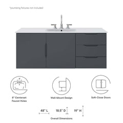 Vitality Gray/White 48" Single Sink Bathroom Vanity - Ornate Home