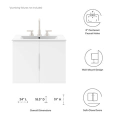 Vitality White 24" Bathroom Vanity Cabinet (Sink Basin Not Included) - Ornate Home